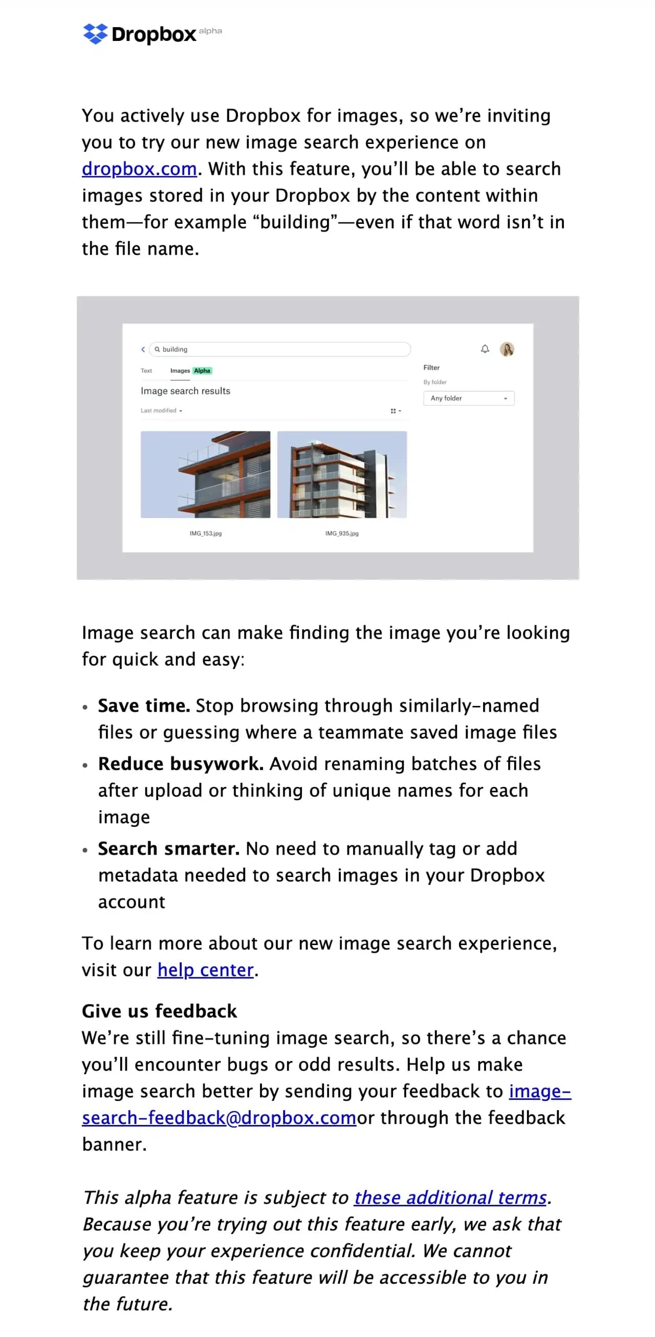 Dropbox feature update