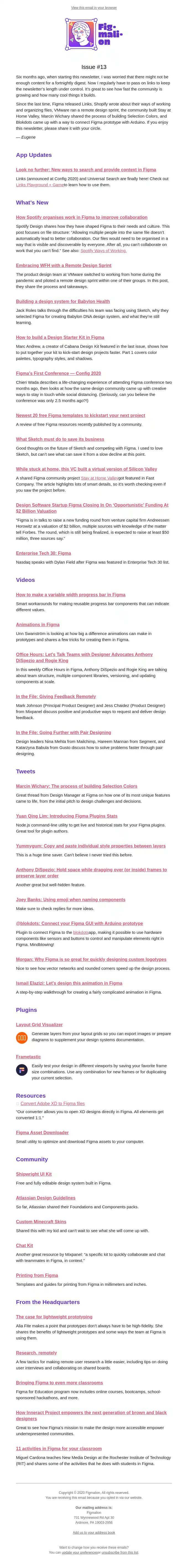 Figmalion newsletter