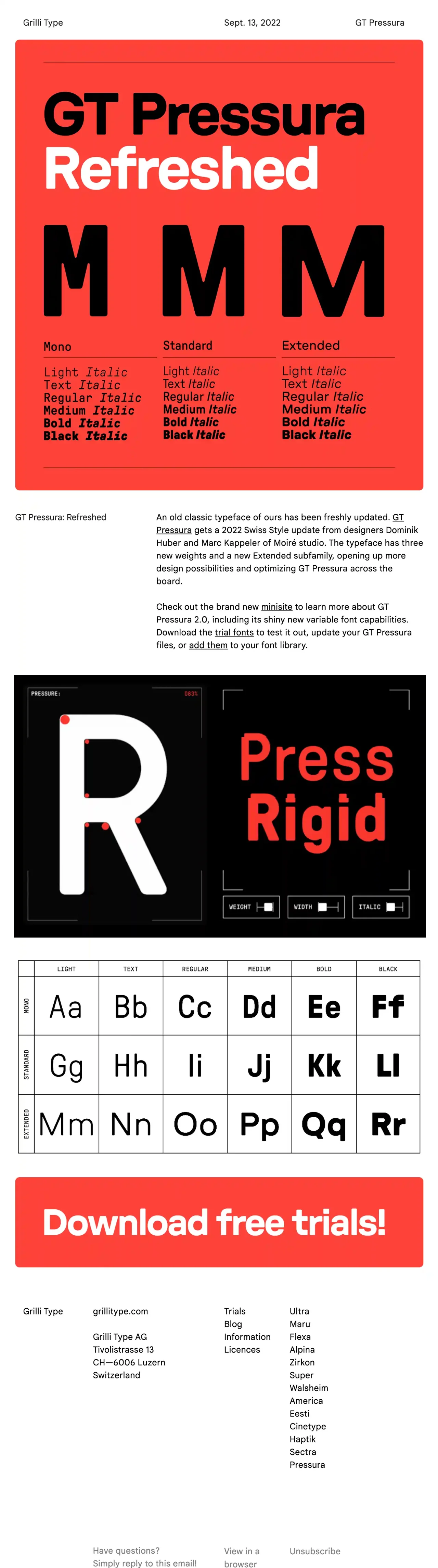 Grilli type newsletter